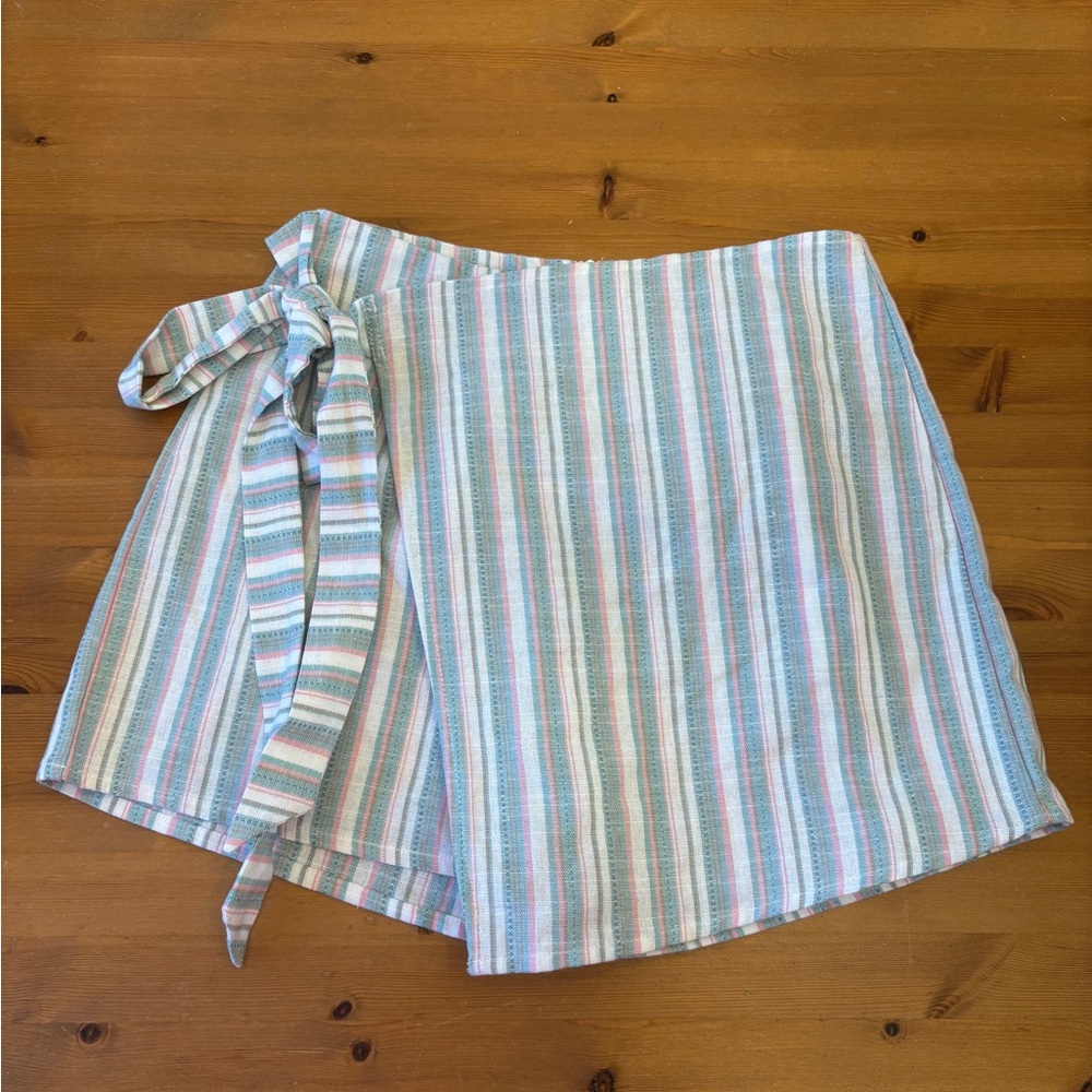 Pink Lily Striped Skort with Tie Preppy Pastel Size S